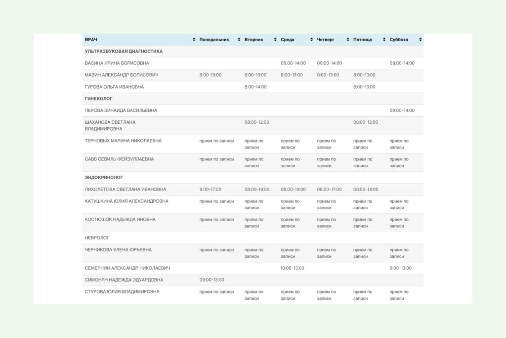 Excel Tables on the Website