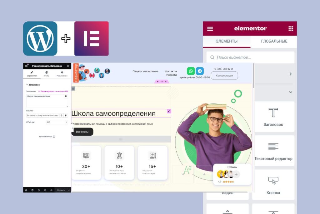 WordPress CMS + Elementor Pro