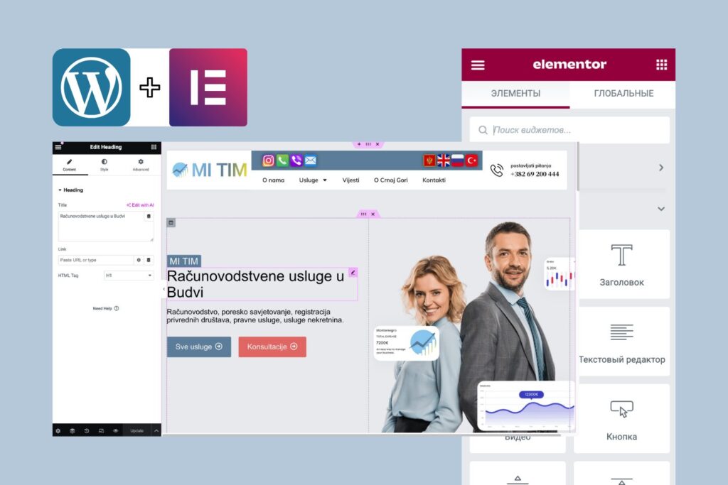 WordPress CMS + Elementor Pro + WooCommerce