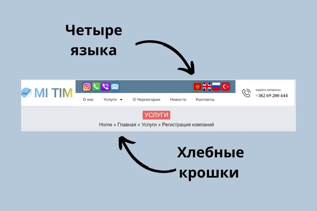 Four Languages and Breadcrumb Navigation