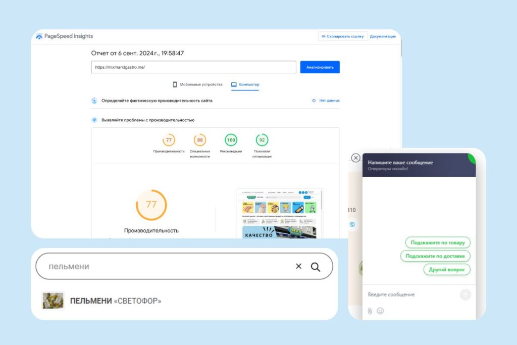 Website Loading Speed, Live Chat, and Search