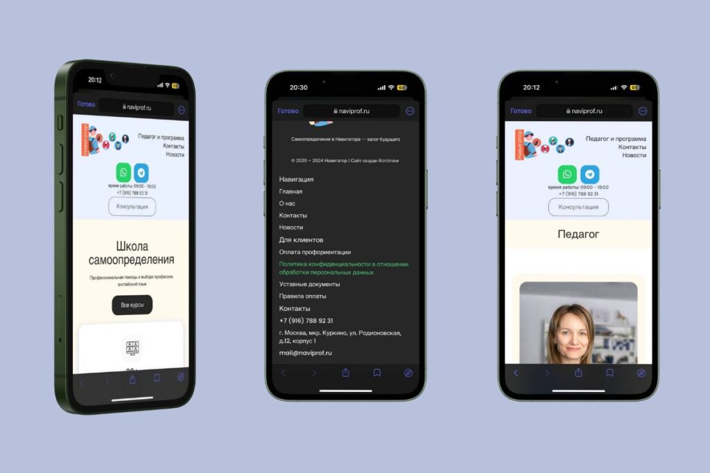 Mobile Version of the Website