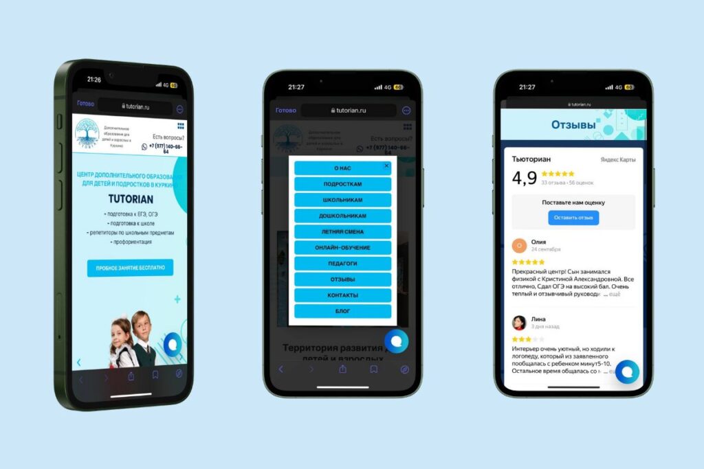 Mobile Version of the Website