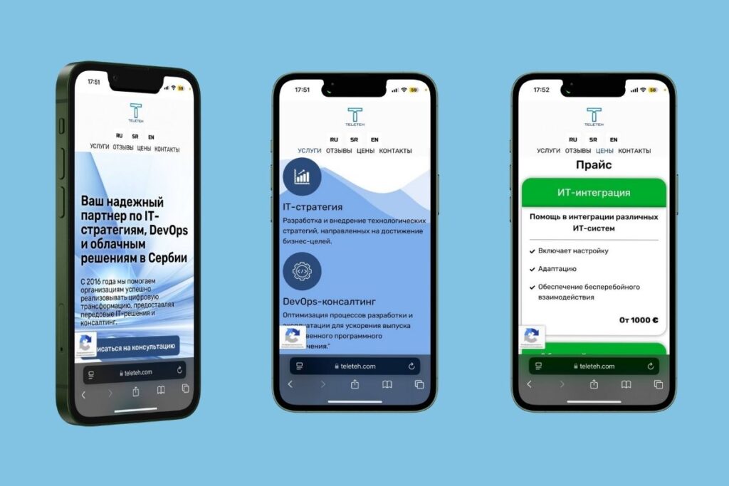 Mobile Version of the Website